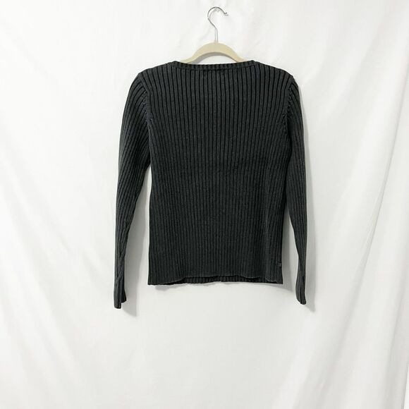 Lauren Ralph Lauren Dark Gray Ribbed Knit Sweater Size M - Picture 6 of 6